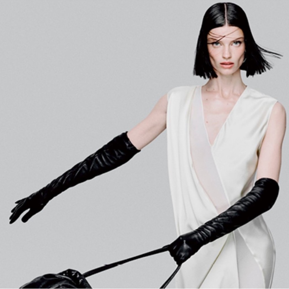 Zara Elegant Black Leather long over elbow length Gloves